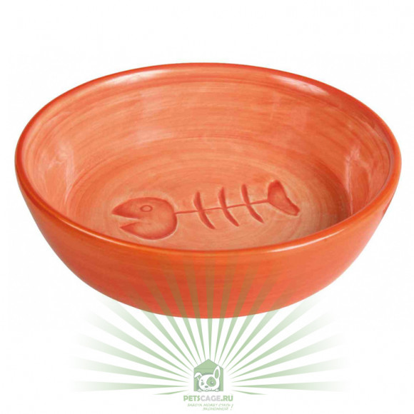 Миска для кошки с рисунком "Рыбья кость", 0,2 л/ø 13 см, керамика, Trixie 24492
