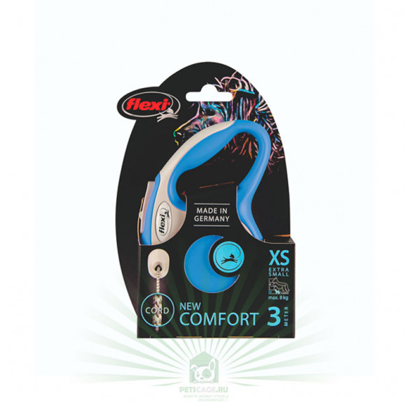 Поводок Flexi New Comfort XS, 3 м, 8 кг, трос Поводок Flexi New Comfort XS, 3 м, 8 кг, трос