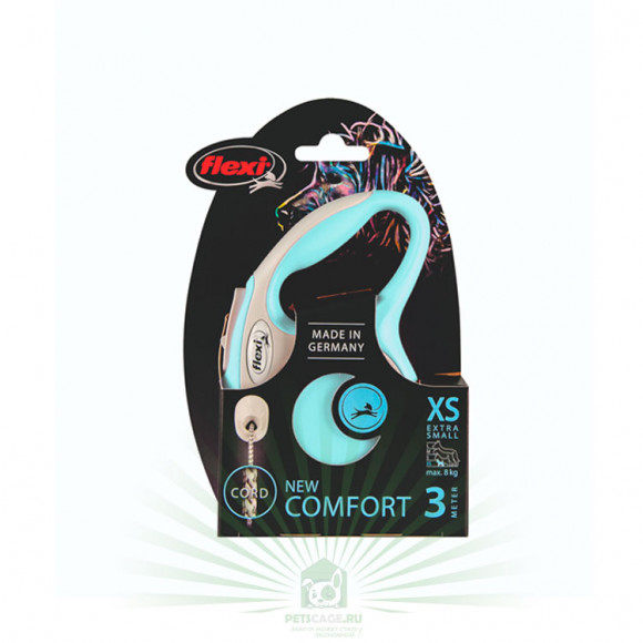 Поводок Flexi New Comfort XS, 3 м, 8 кг, трос Поводок Flexi New Comfort XS, 3 м, 8 кг, трос
