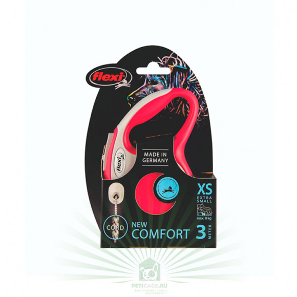 Поводок Flexi New Comfort XS, 3 м, 8 кг, трос Поводок Flexi New Comfort XS, 3 м, 8 кг, трос