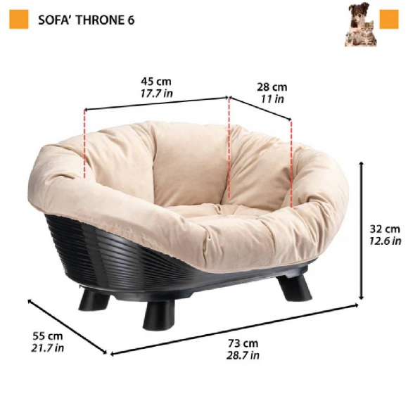 Приподнятая лежанка Sofà Throne 6 для собак и кошек, белая, Ferplast 70156011 Приподнятая лежанка Sofà Throne 6 для собак и кошек, белая, Ferplast 70156011