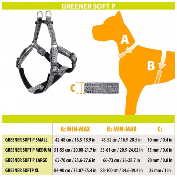 Шлейка Greener Soft P S, эконейлон, с мягкой подкладкой, серая, Ferplast 78280221