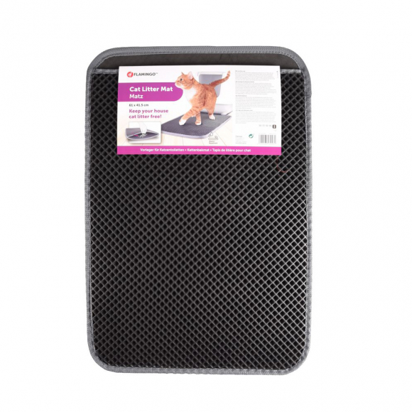 Двухслойный коврик для кошачьего туалета, 61х41х1.3 см, черный, Flamingo FL560950 Двухслойный коврик для кошачьего туалета, 61х41х1.3 см, черный, Flamingo FL560950