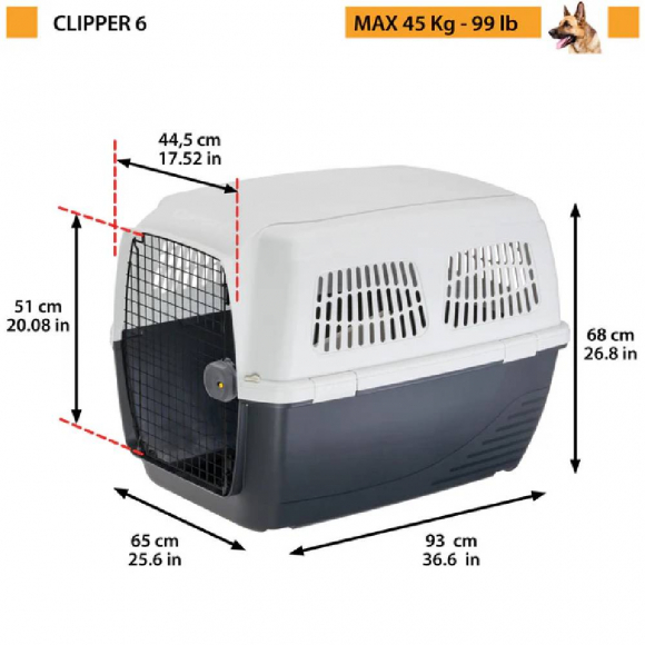 Переноска Clipper Plus 6 для собак средних и крупных пород, Ferplast 73126021 Переноска Clipper Plus 6 для собак средних и крупных пород, Ferplast 73126021