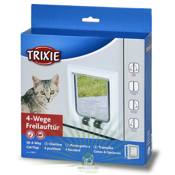 Дверь для кошки 4 позиции белая Trixie 38621