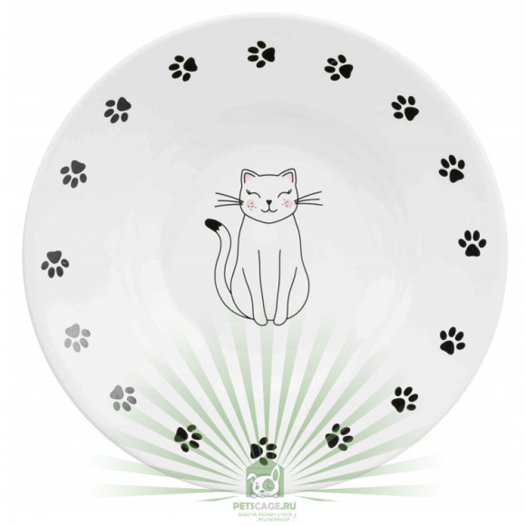 Миска керамическая с кошкой, 0.2 л/ø 15 см, кремовая, Trixie 24651