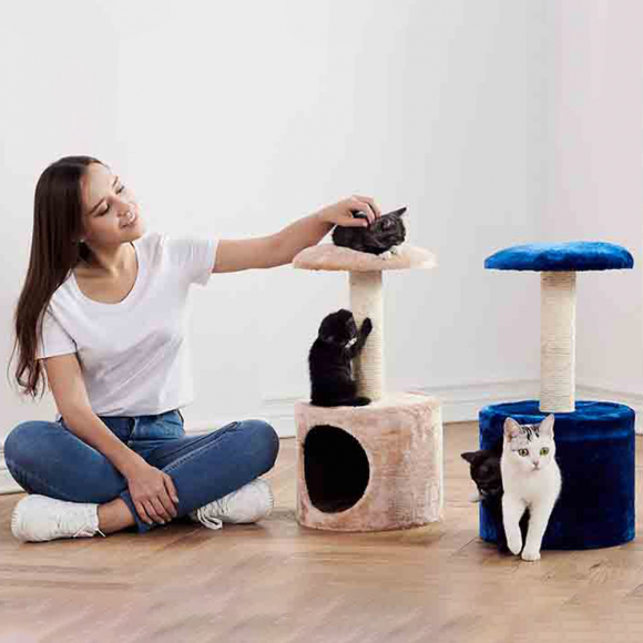 Когтеточка домик для котят, 26х26х50 см, синяя Pet Choice Когтеточка домик для котят, 26х26х50 см, синяя Pet Choice