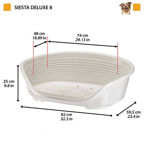 Пластиковый лежак Siesta Deluxe 8, светло-серый, Ferplast 70208926 Пластиковый лежак Siesta Deluxe 8, светло-серый, Ferplast 70208926