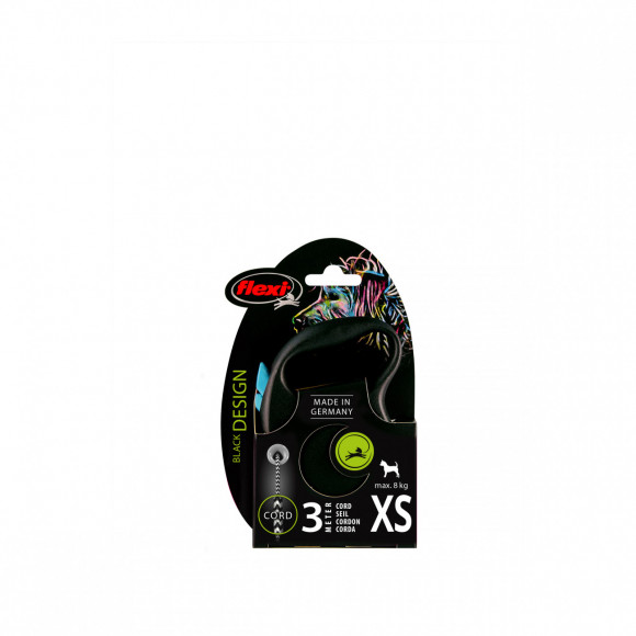 Поводок Flexi Black Design XS, 3 м, 8 кг, трос, зеленый Поводок Flexi Black Design XS, 3 м, 8 кг, трос, зеленый