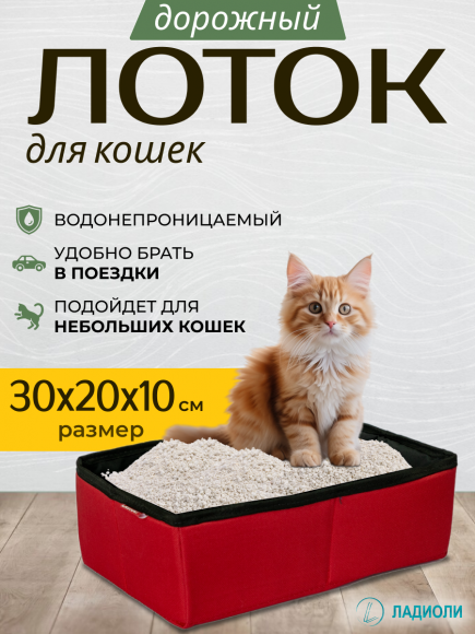 Лоток для кошек Ладиоли М-36, красный, дорожный, 30х20х10 см, размер S Лоток для кошек Ладиоли М-36, красный, дорожный, 30х20х10 см, размер S