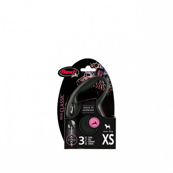 Рулетка Flexi New Classic XS, 3 м, 8 кг, трос, черный Рулетка Flexi New Classic XS, 3 м, 8 кг, трос, черный