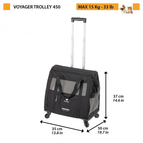 Тележка-переноска Voyager Trolley 450 для собак и кошек, черная, Ferplast 85738417 Тележка-переноска Voyager Trolley 450 для собак и кошек, черная, Ferplast 85738417