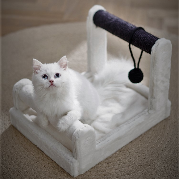 Когтеточка лежак 40х30х30 см, белая Pet Choice