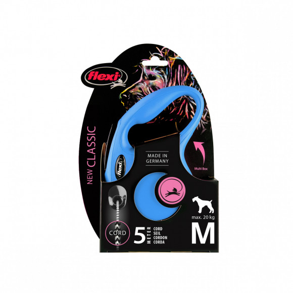 Рулетка Flexi New Classic M, 5 м, 20 кг, трос, синий Рулетка Flexi New Classic M, 5 м, 20 кг, трос, синий