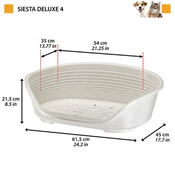 Лежак для собак Siesta Deluxe 4, пластиковый, чёрный, Ferplast 70204936