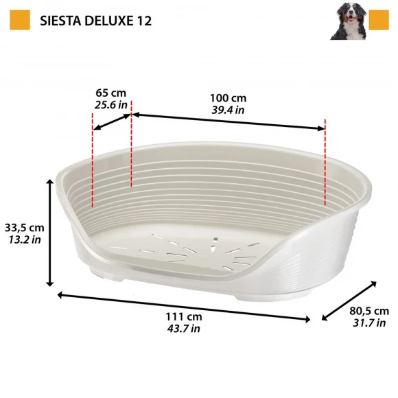 Лежак для собак Siesta Deluxe 12, пластиковый, чёрный, Ferplast 70212917