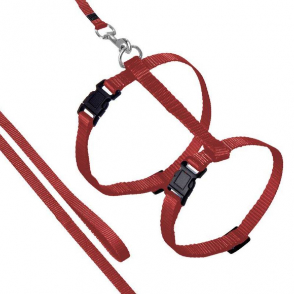 Шлейка с поводком ZIGGI для кошек, нейлон, 20-35 см/10 мм, Flamingo FL1031204