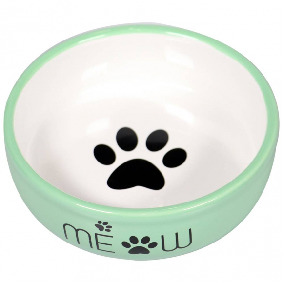 Керамическая миска Meow для кошек, зеленая, 380 мл, Mr.Kranch